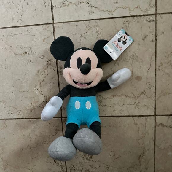 Disney Baby My First Mickey Mouse Blue Gray 14 “ Long Plush Toy Stuffed Animal - Picture 2 of 11